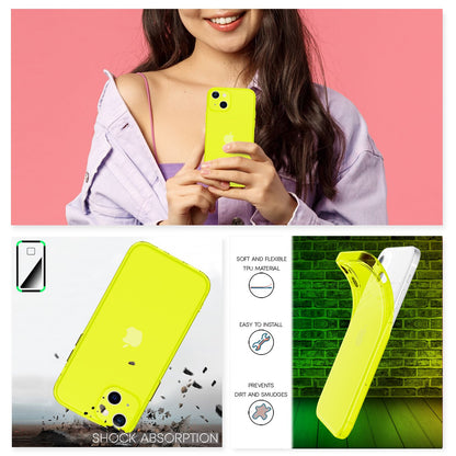 NALIA Neon Silikonhülle für iPhone 13 – Knallige Signal-Farbe & Linsenschutz – VIBE (Transparentes Case) – Marke aus Berlin