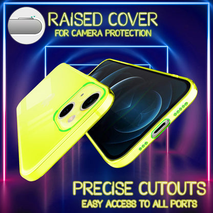NALIA Neon Silikonhülle für iPhone 13 – Knallige Signal-Farbe & Linsenschutz – VIBE (Transparentes Case) – Marke aus Berlin