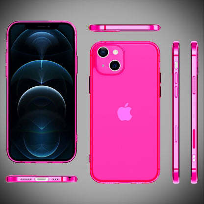 NALIA Neon Silikonhülle für iPhone 13 – Knallige Signal-Farbe & Linsenschutz – VIBE (Transparentes Case) – Marke aus Berlin