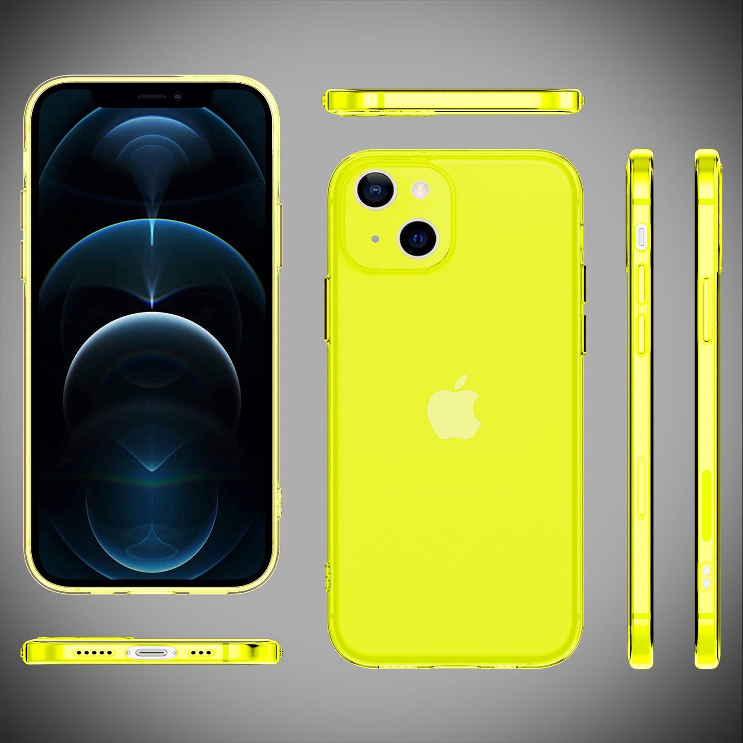 NALIA Neon Silikonhülle für iPhone 13 – Knallige Signal-Farbe & Linsenschutz – VIBE (Transparentes Case) – Marke aus Berlin