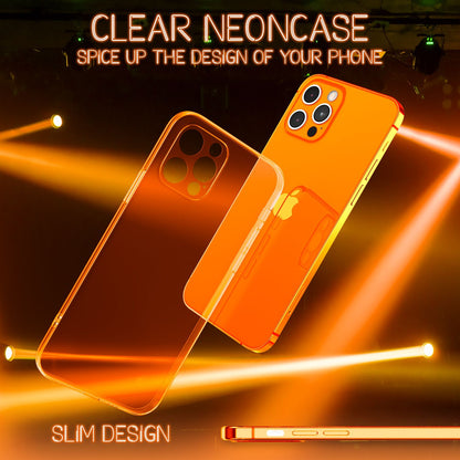NALIA Neon Silikonhülle für iPhone 13 Pro – Knallige Signal-Farbe & Linsenschutz – VIBE (Transparentes Case) – Marke aus Berlin