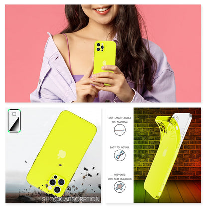 NALIA Neon Silikonhülle für iPhone 13 Pro – Knallige Signal-Farbe & Linsenschutz – VIBE (Transparentes Case) – Marke aus Berlin
