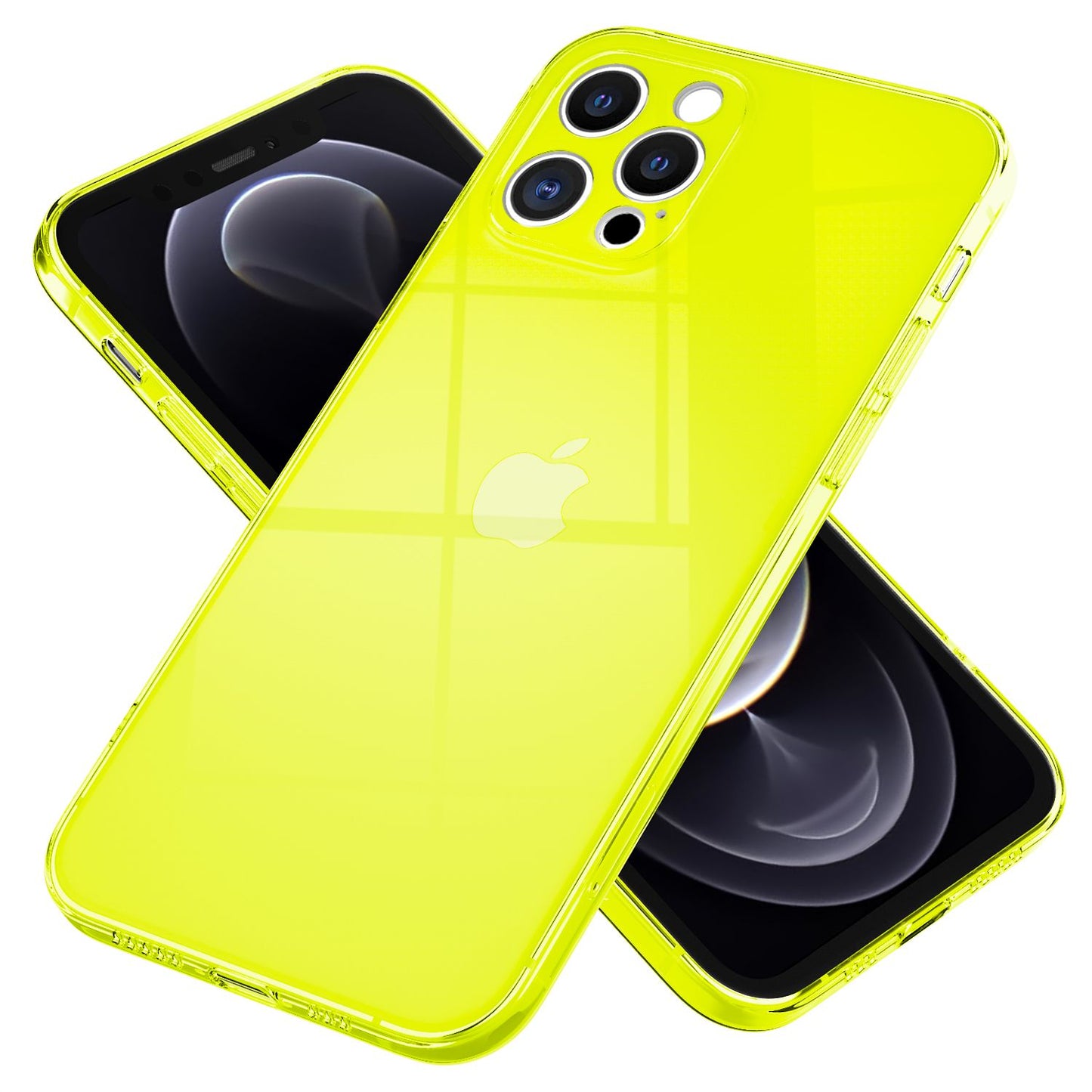NALIA Neon Silikonhülle für iPhone 13 Pro Max – Knallige Signal-Farbe & Linsenschutz – VIBE (Transparentes Case) – Marke aus Berlin