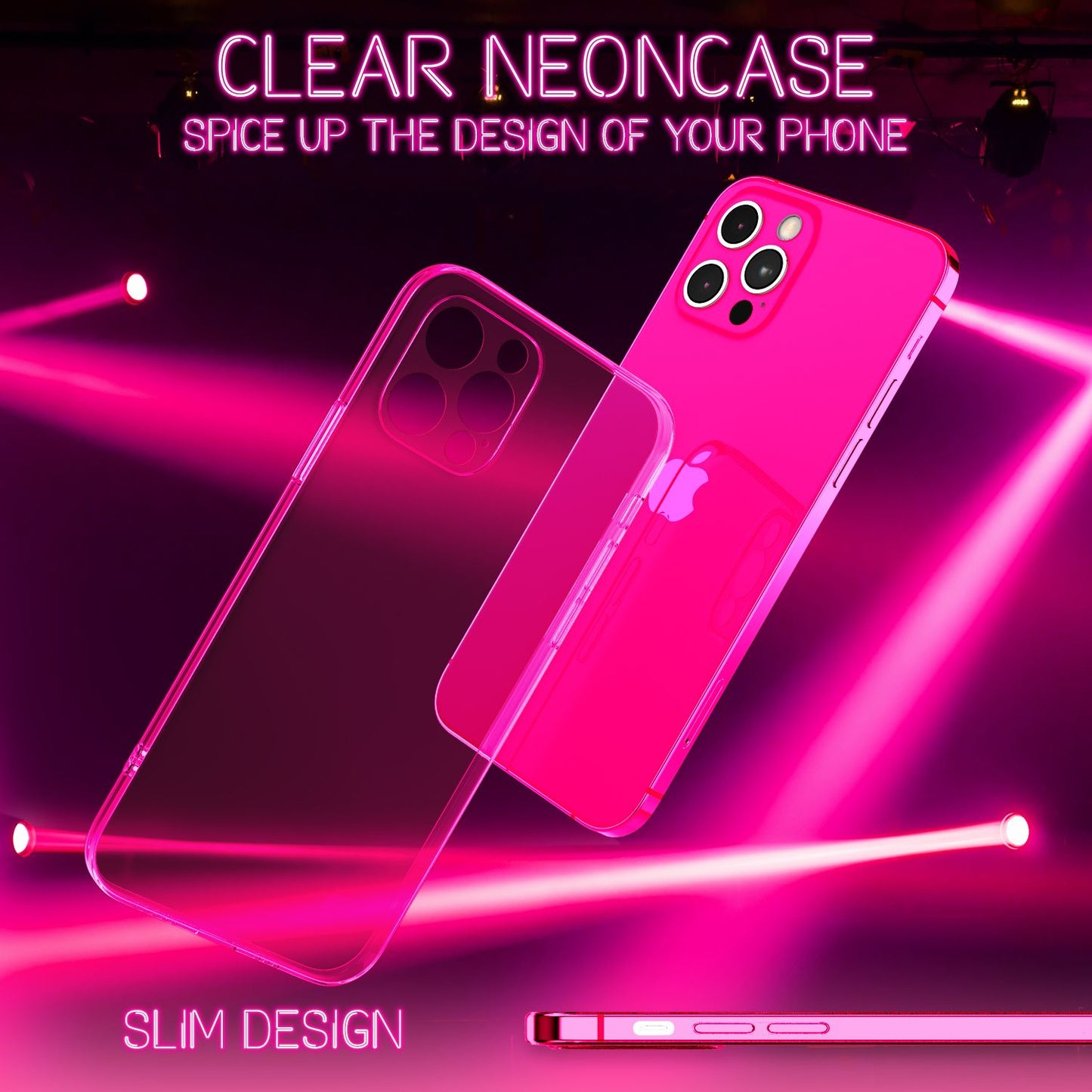 NALIA Neon Silikonhülle für iPhone 13 Pro Max – Knallige Signal-Farbe & Linsenschutz – VIBE (Transparentes Case) – Marke aus Berlin
