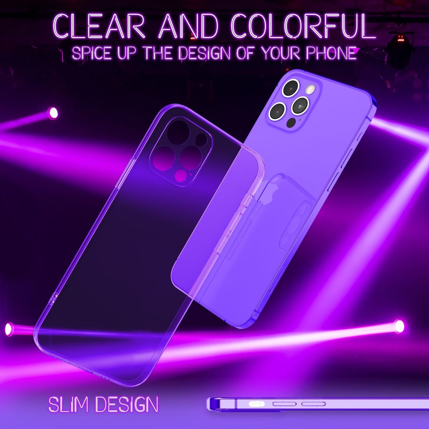 NALIA Neon Silikonhülle für iPhone 13 Pro Max – Knallige Signal-Farbe & Linsenschutz – VIBE (Transparentes Case) – Marke aus Berlin