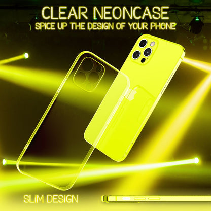 NALIA Neon Silikonhülle für iPhone 13 Pro Max – Knallige Signal-Farbe & Linsenschutz – VIBE (Transparentes Case) – Marke aus Berlin