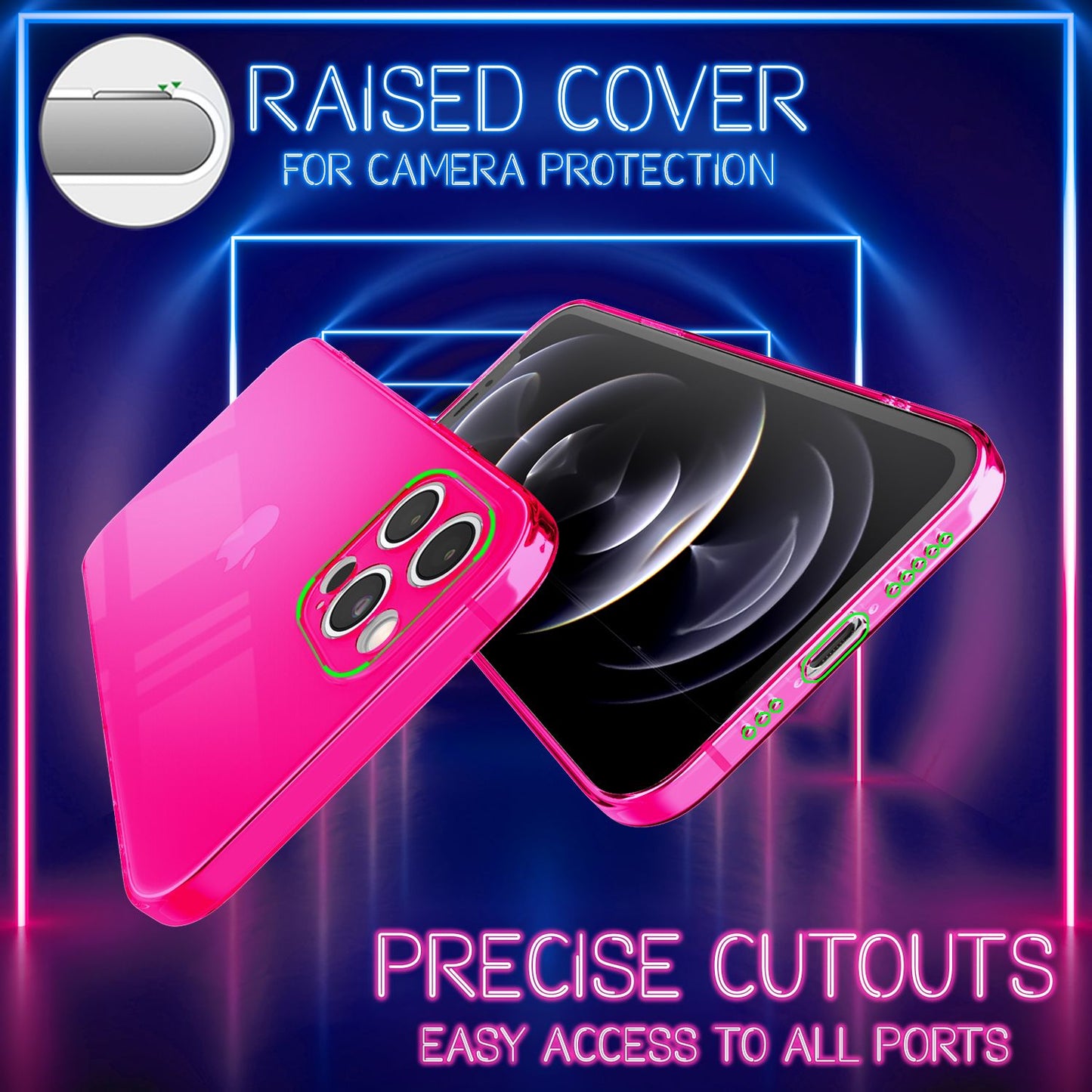 NALIA Neon Silikonhülle für iPhone 13 Pro Max – Knallige Signal-Farbe & Linsenschutz – VIBE (Transparentes Case) – Marke aus Berlin