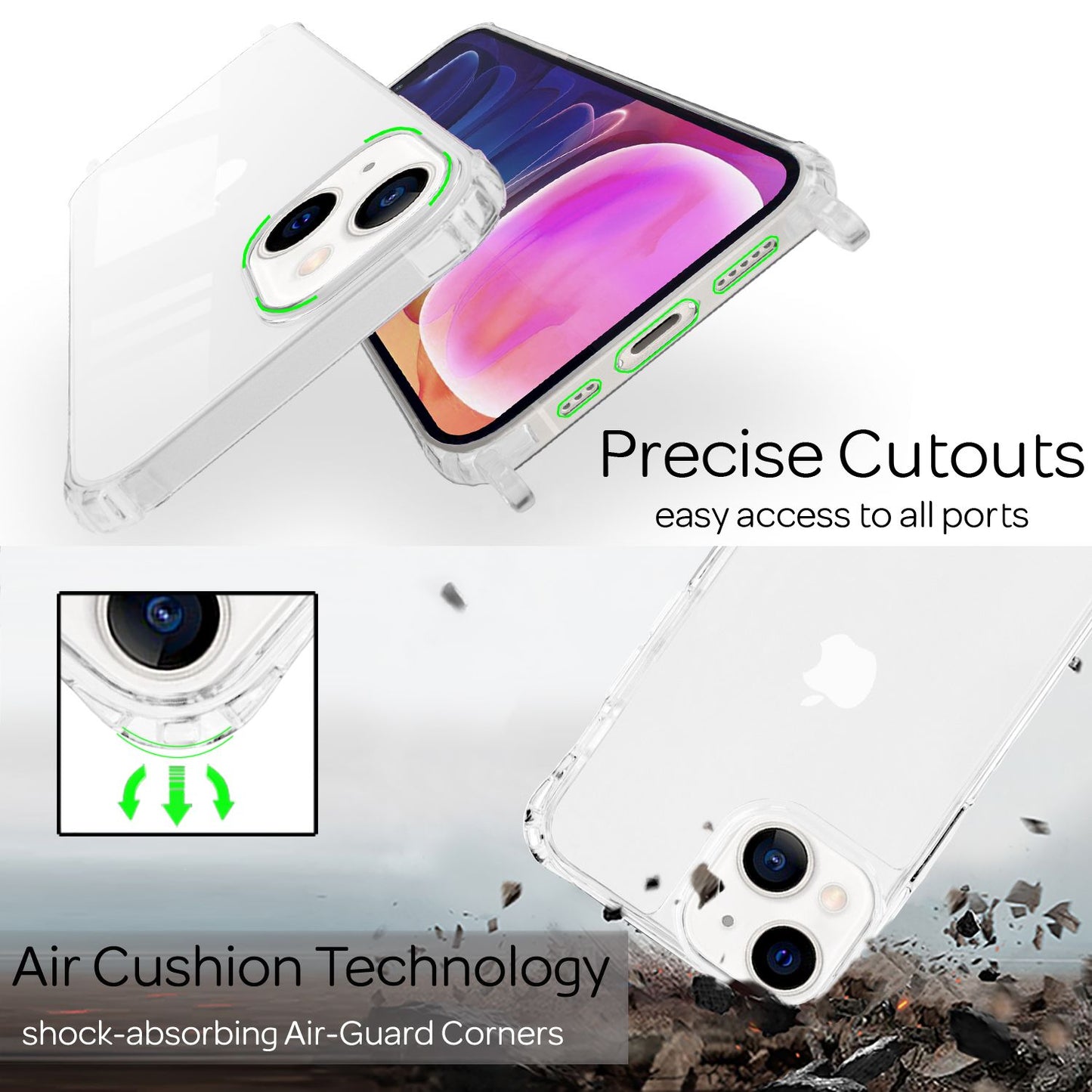 NALIA Handykette für iPhone 13 Mini – Transparentes Hybrid-Case & Band – HANGIT PRO (Anti-Gelb Rückseite & Verstellbar) – Marke aus Berlin