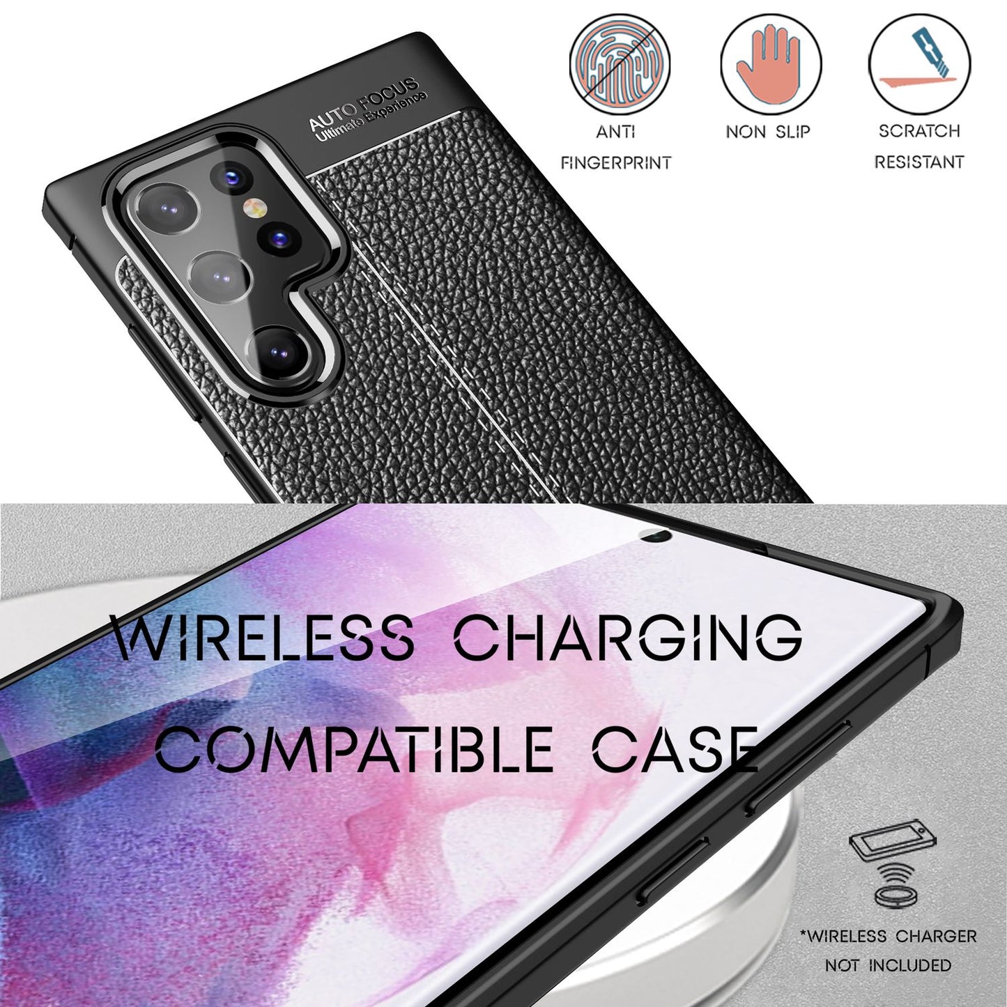 NALIA Leder-Optik Silikon Case für Samsung Galaxy S22 Ultra – Griffig & Matt – BARRON Handyhülle (Anti-Fingerprint, Stoßfest & Robust) – Marke aus Berlin