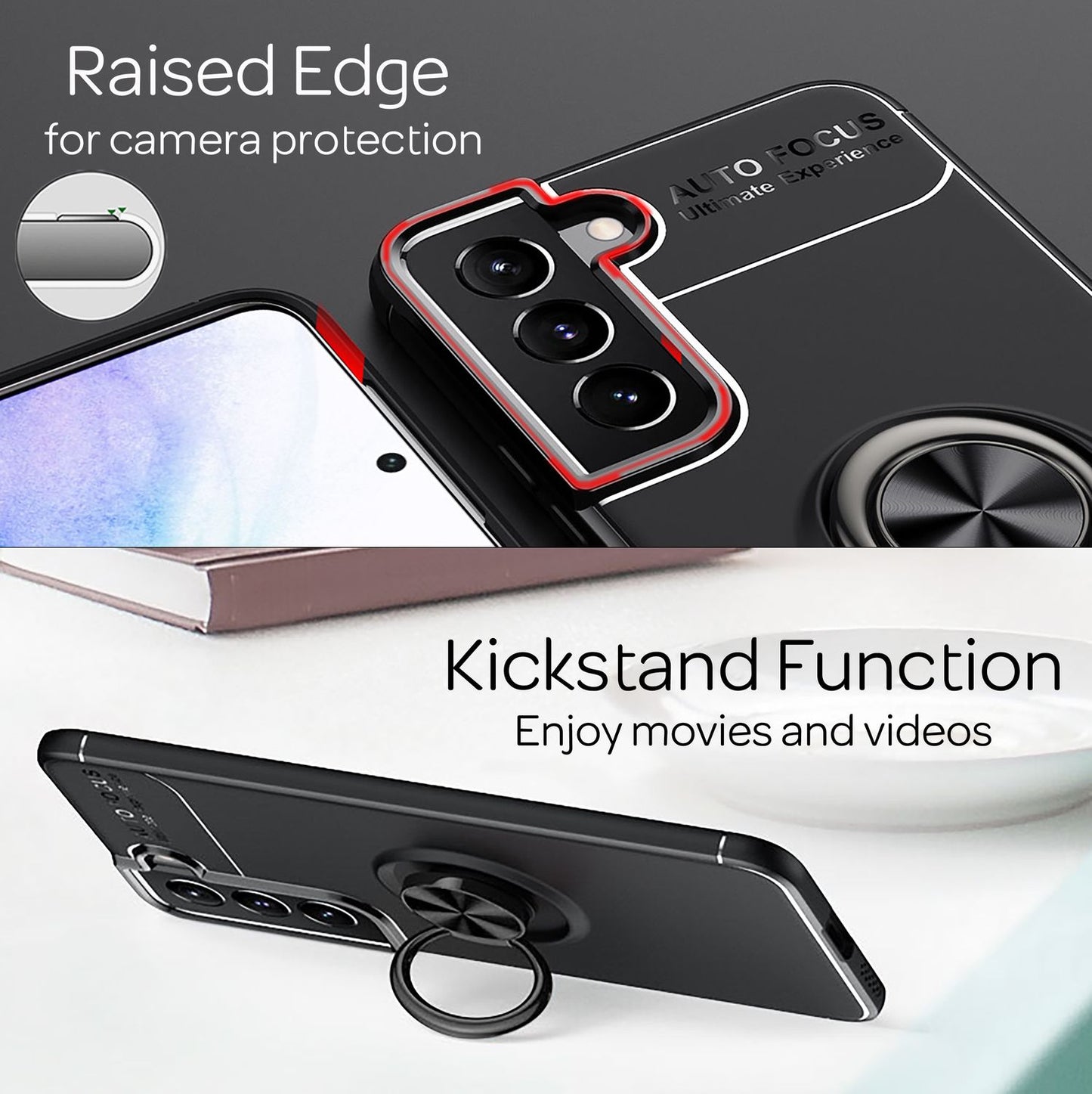 NALIA Ringhülle für Samsung Galaxy S22 – Ring-Ständer 360° & für Magnet-Halter – GRIP360 (Mattiertes Silikon Case) – Marke aus Berlin