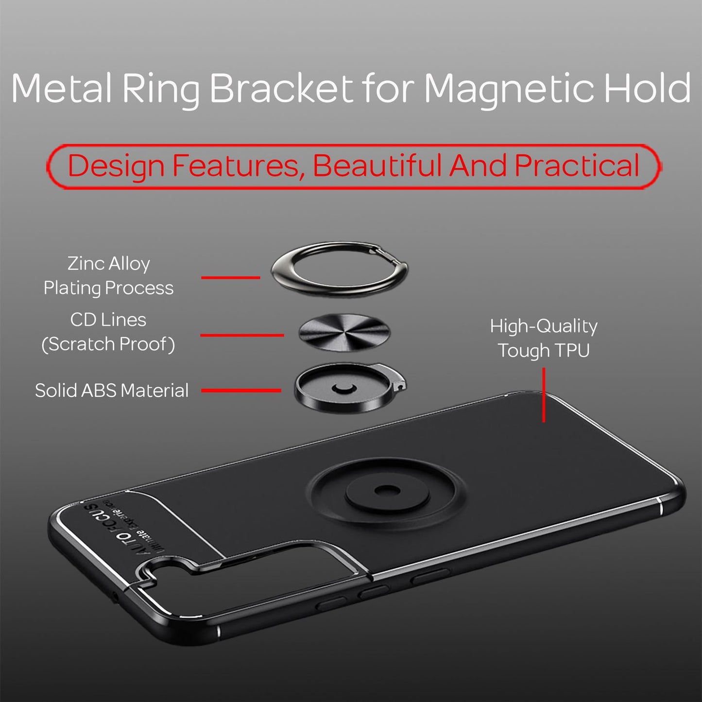 NALIA Ringhülle für Samsung Galaxy S22 – Ring-Ständer 360° & für Magnet-Halter – GRIP360 (Mattiertes Silikon Case) – Marke aus Berlin