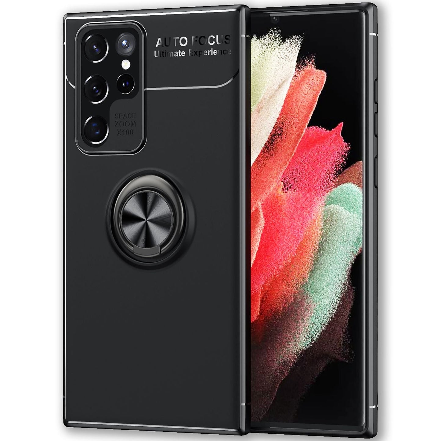 NALIA Ringhülle für Samsung Galaxy S22 Ultra – Ring-Ständer 360° & für Magnet-Halter – GRIP360 (Mattiertes Silikon Case) – Marke aus Berlin