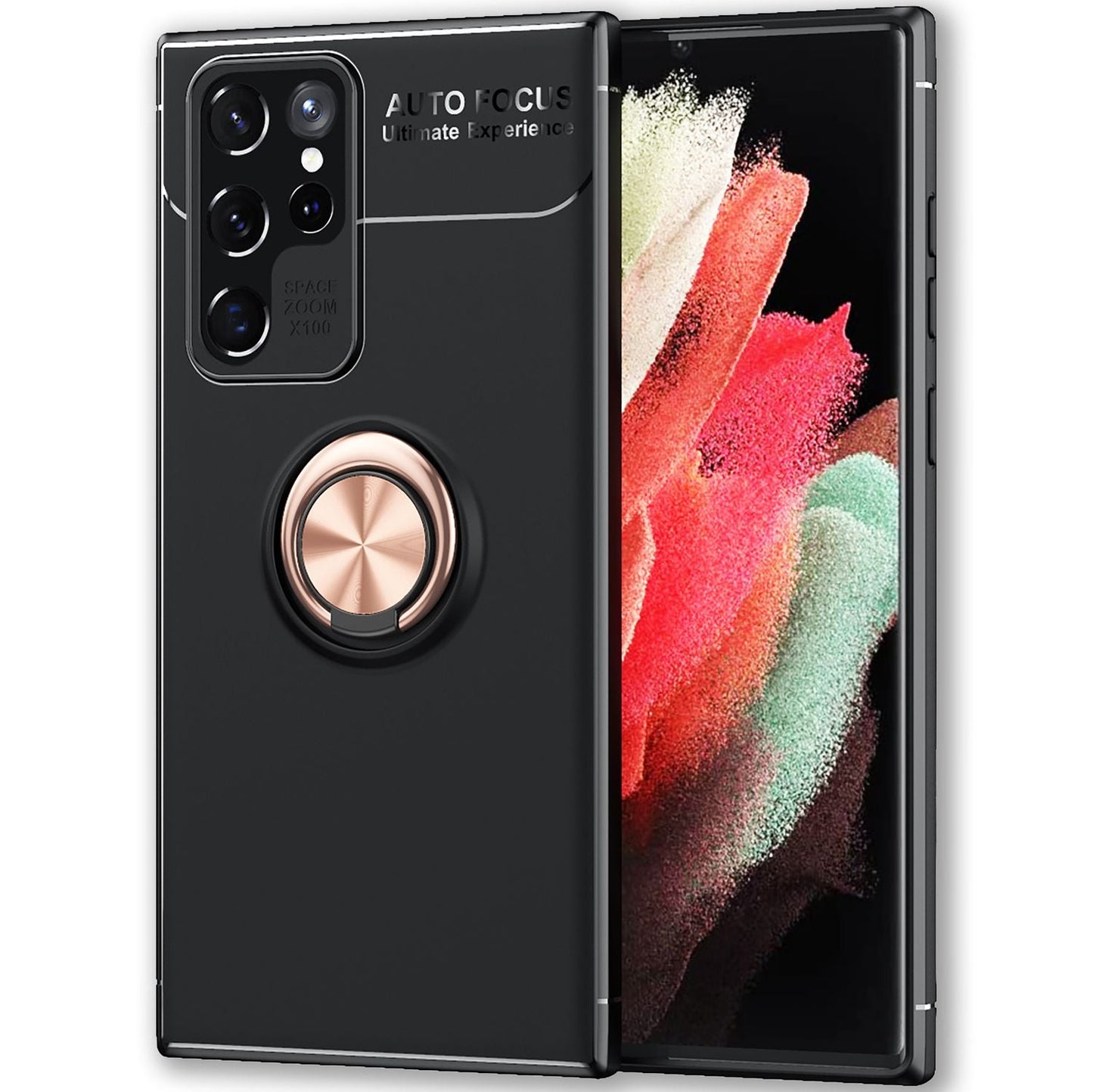 NALIA Ringhülle für Samsung Galaxy S22 Ultra – Ring-Ständer 360° & für Magnet-Halter – GRIP360 (Mattiertes Silikon Case) – Marke aus Berlin