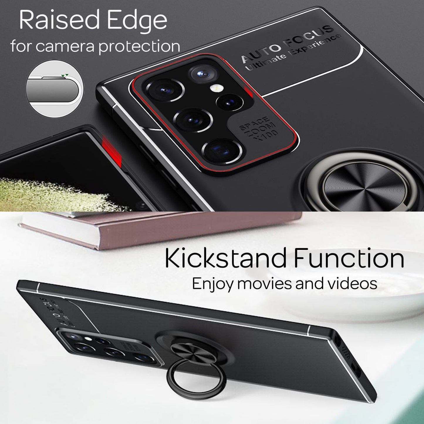 NALIA Ringhülle für Samsung Galaxy S22 Ultra – Ring-Ständer 360° & für Magnet-Halter – GRIP360 (Mattiertes Silikon Case) – Marke aus Berlin