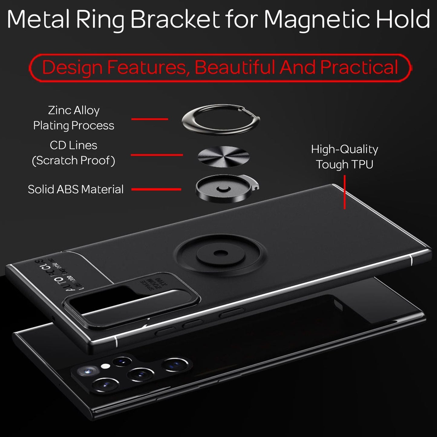 NALIA Ringhülle für Samsung Galaxy S22 Ultra – Ring-Ständer 360° & für Magnet-Halter – GRIP360 (Mattiertes Silikon Case) – Marke aus Berlin
