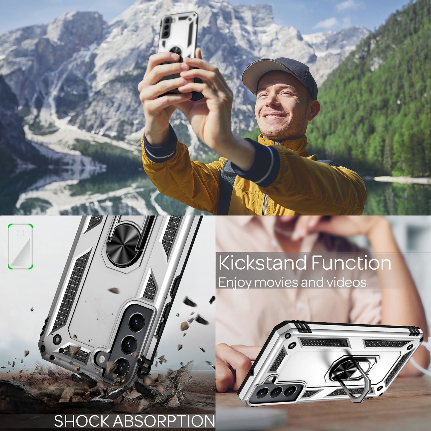 NALIA Panzerhülle für Samsung Galaxy S22 Plus – Ring-Ständer 360° & Magnet-Halterung Kompatibel – RINGDEFEND (Stoßfestes Outdoor Case) – Marke aus Berlin