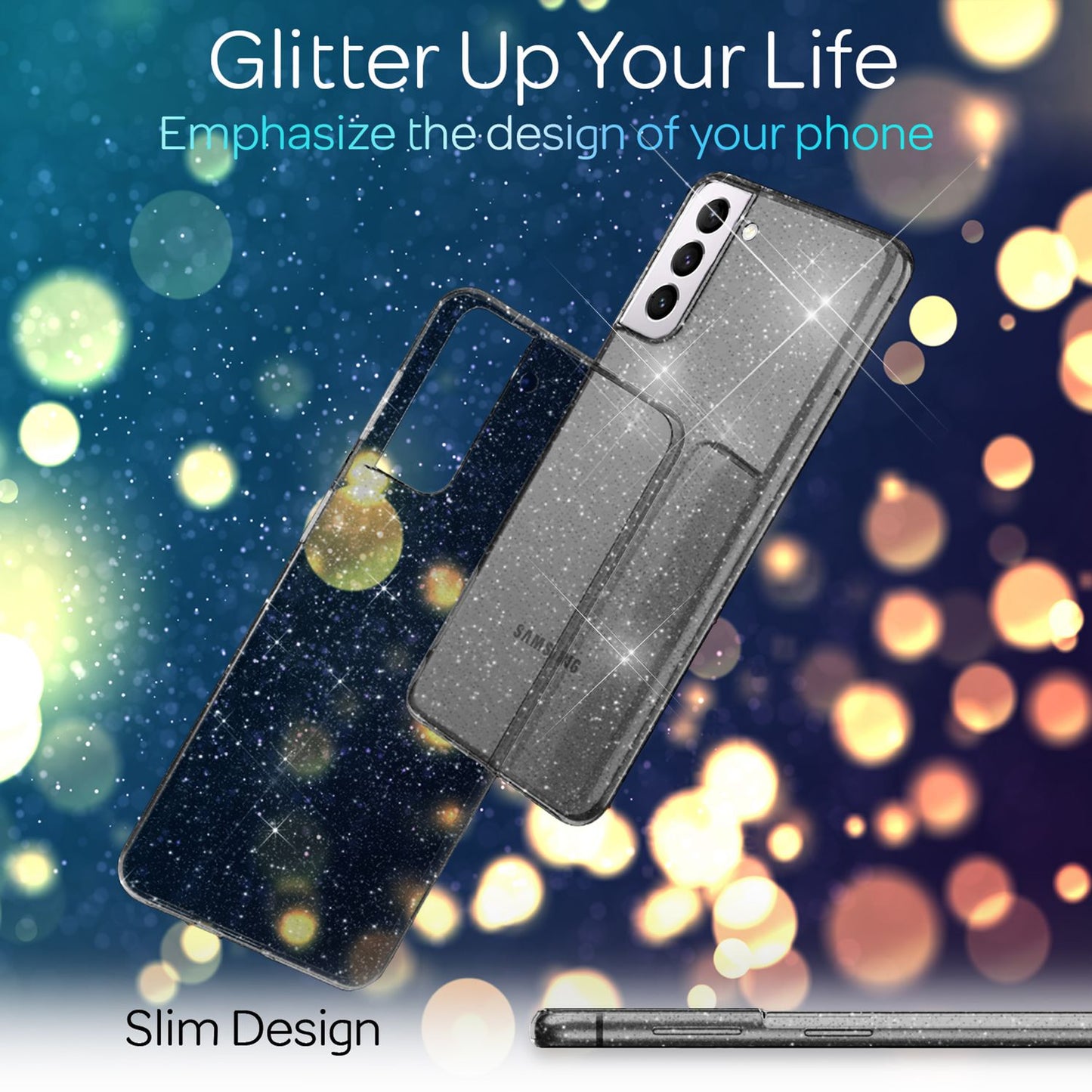 NALIA Glitzerhülle für Samsung Galaxy S22 – Funkelndes Silikon Case – DAZZLIN (Transparent & Stoßfest) – Marke aus Berlin