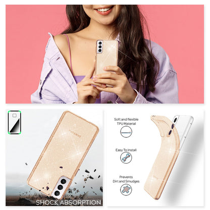 NALIA Glitzerhülle für Samsung Galaxy S22 – Funkelndes Silikon Case – DAZZLIN (Transparent & Stoßfest) – Marke aus Berlin