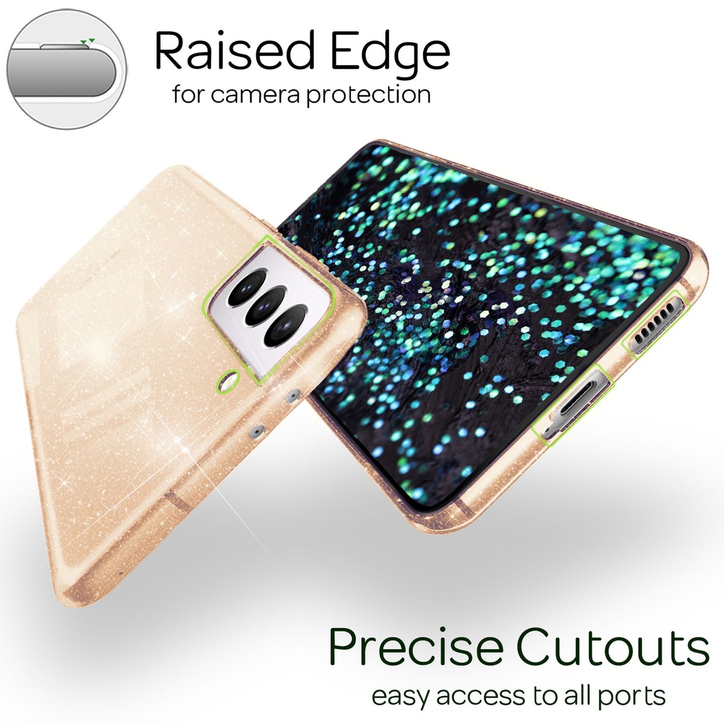NALIA Glitzerhülle für Samsung Galaxy S22 – Funkelndes Silikon Case – DAZZLIN (Transparent & Stoßfest) – Marke aus Berlin