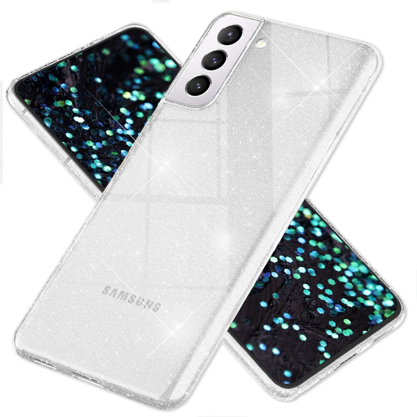 NALIA Glitzerhülle für Samsung Galaxy S22 Plus – Funkelndes Silikon Case – DAZZLIN (Transparent & Stoßfest) – Marke aus Berlin