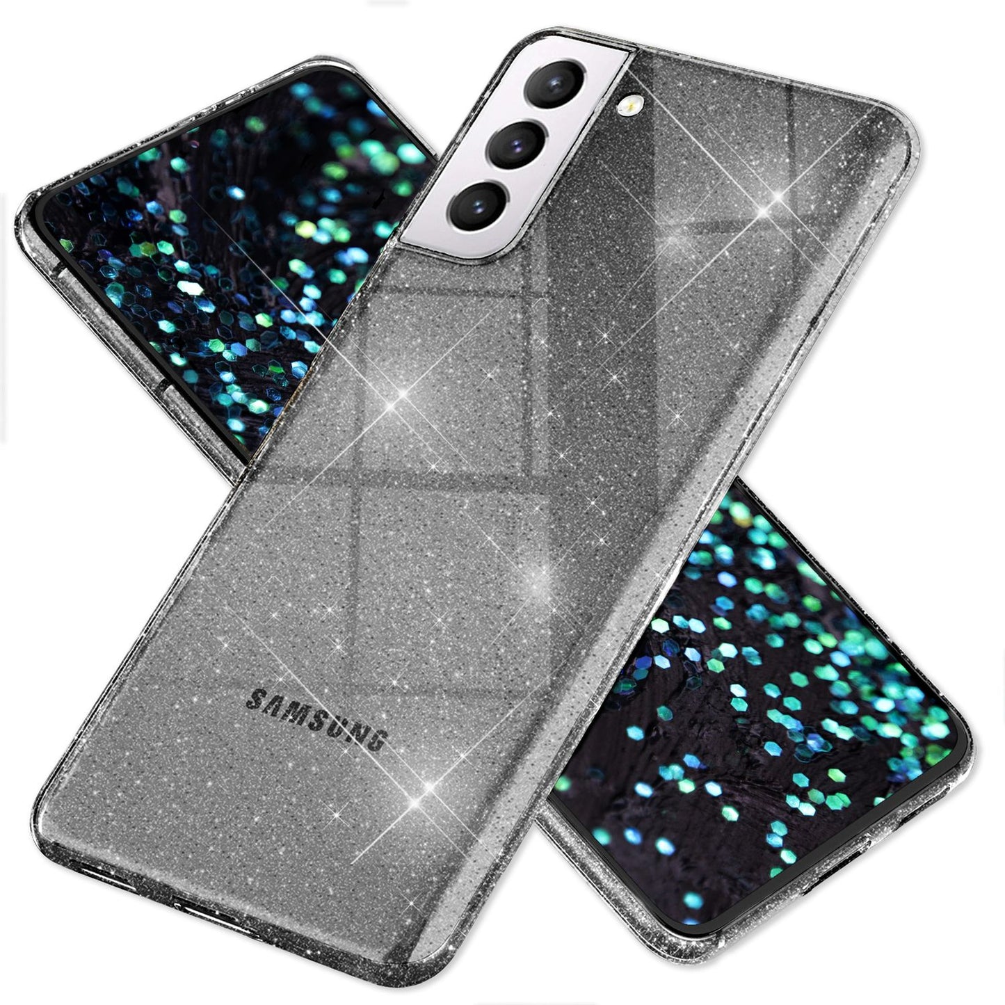 NALIA Glitzerhülle für Samsung Galaxy S22 Plus – Funkelndes Silikon Case – DAZZLIN (Transparent & Stoßfest) – Marke aus Berlin