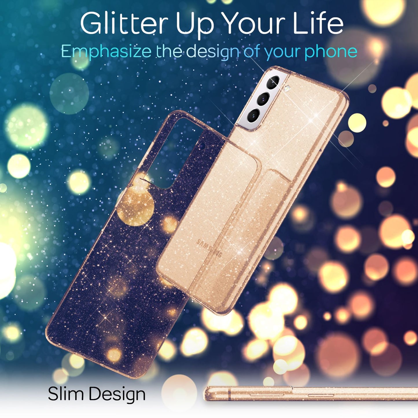 NALIA Glitzerhülle für Samsung Galaxy S22 Plus – Funkelndes Silikon Case – DAZZLIN (Transparent & Stoßfest) – Marke aus Berlin