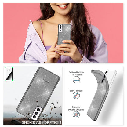 NALIA Glitzerhülle für Samsung Galaxy S22 Plus – Funkelndes Silikon Case – DAZZLIN (Transparent & Stoßfest) – Marke aus Berlin