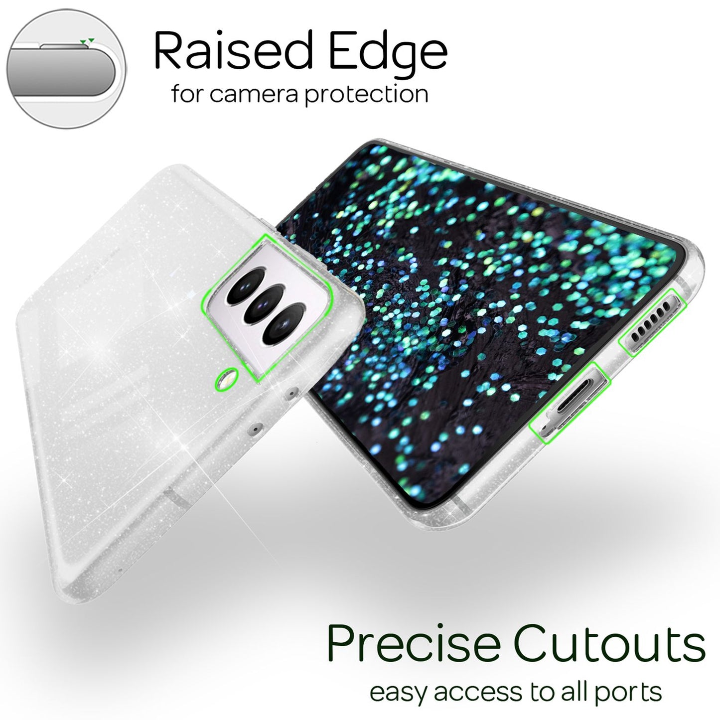 NALIA Glitzerhülle für Samsung Galaxy S22 Plus – Funkelndes Silikon Case – DAZZLIN (Transparent & Stoßfest) – Marke aus Berlin
