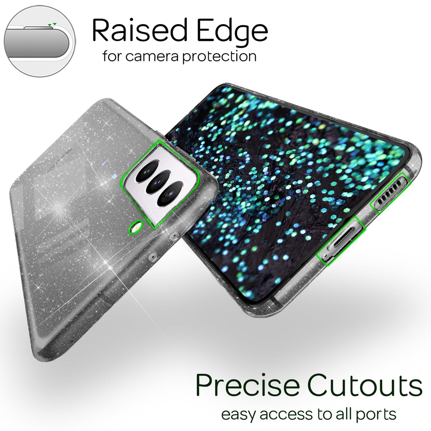 NALIA Glitzerhülle für Samsung Galaxy S22 Plus – Funkelndes Silikon Case – DAZZLIN (Transparent & Stoßfest) – Marke aus Berlin