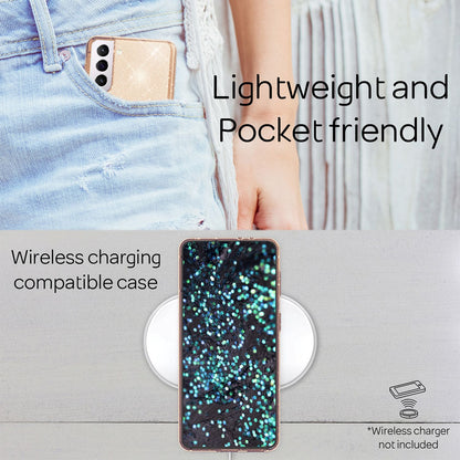 NALIA Glitzerhülle für Samsung Galaxy S22 Plus – Funkelndes Silikon Case – DAZZLIN (Transparent & Stoßfest) – Marke aus Berlin