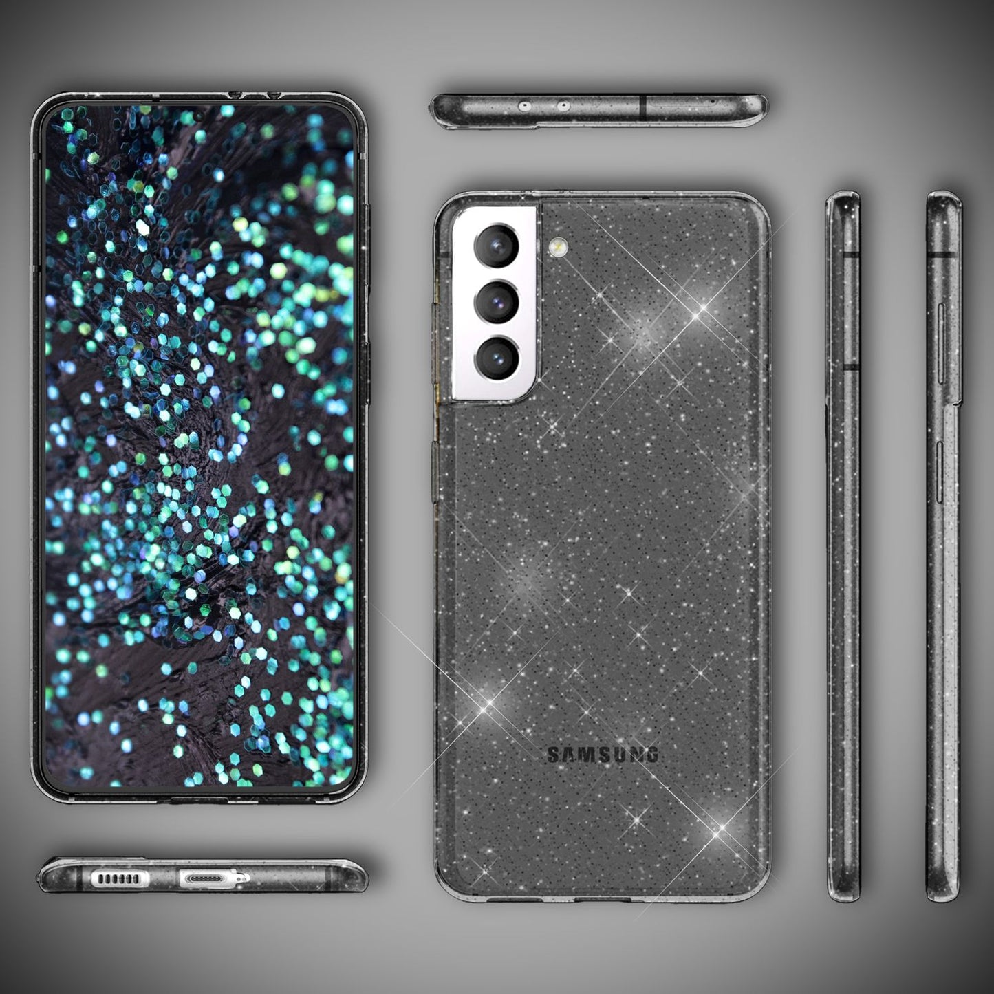 NALIA Glitzerhülle für Samsung Galaxy S22 Plus – Funkelndes Silikon Case – DAZZLIN (Transparent & Stoßfest) – Marke aus Berlin