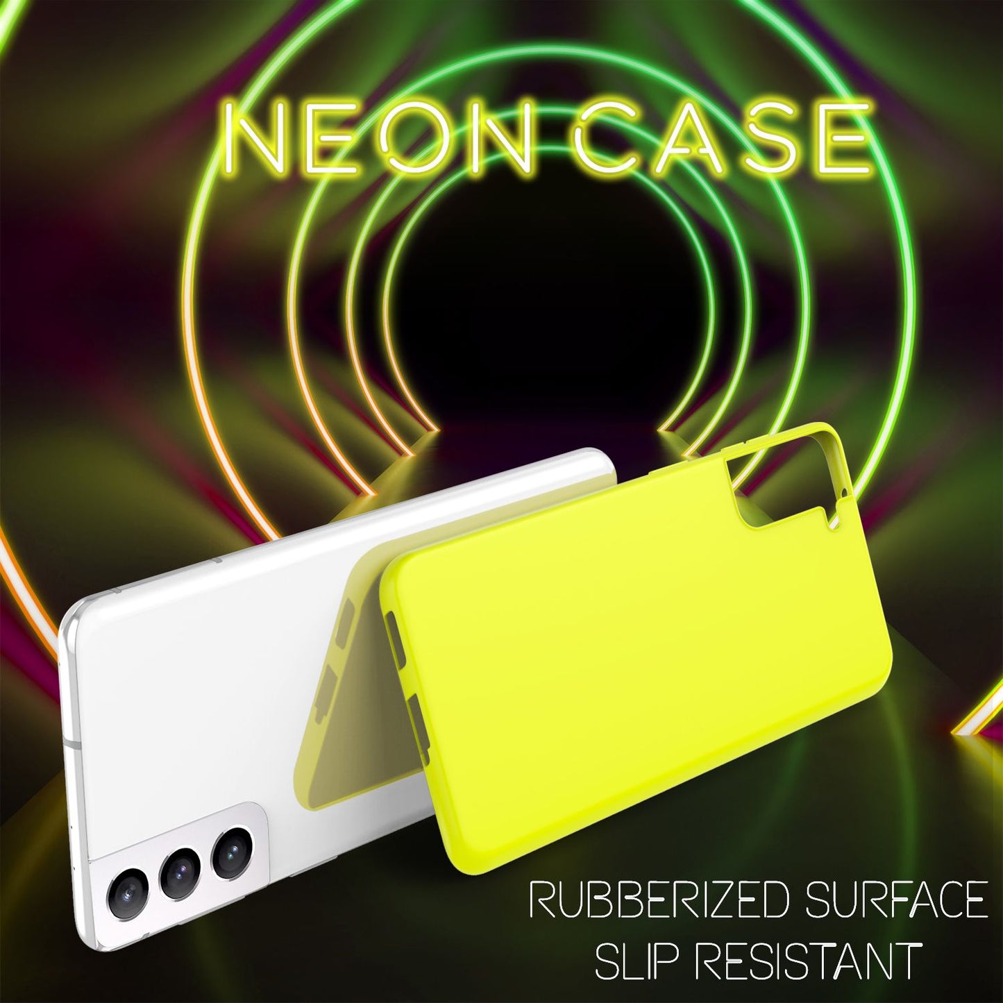 NALIA Neon Silikonhülle für Samsung Galaxy S22 Plus – Soft-Touch & Signal-Neon – NEONSHOCK (Matte Schutzhülle) – Marke aus Berlin