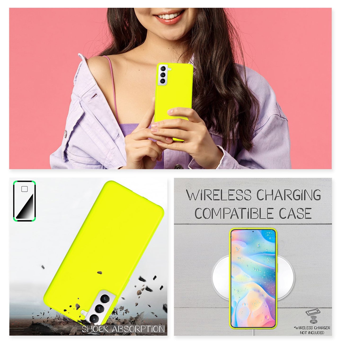 NALIA Neon Silikonhülle für Samsung Galaxy S22 Plus – Soft-Touch & Signal-Neon – NEONSHOCK (Matte Schutzhülle) – Marke aus Berlin