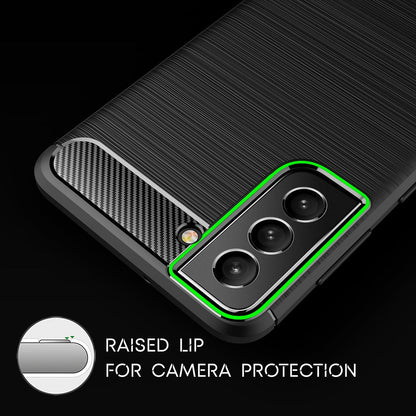 NALIA Silikonhülle für Samsung Galaxy S22 Plus – Rutschfest & Matt – VORTEX (Gebürstete Optik & Carbon Design) – Marke aus Berlin