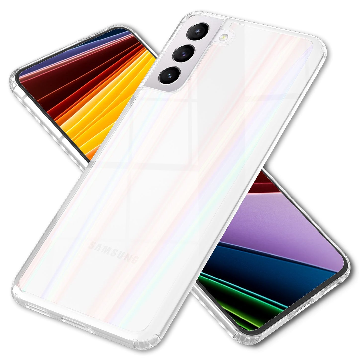 NALIA Transparente Glashülle für Samsung Galaxy S22 – Holografischer Prisma-Effekt (Regenbogen Schimmer) – 9H Hartglas & Anti-Gelb – AURORA – Marke aus Berlin