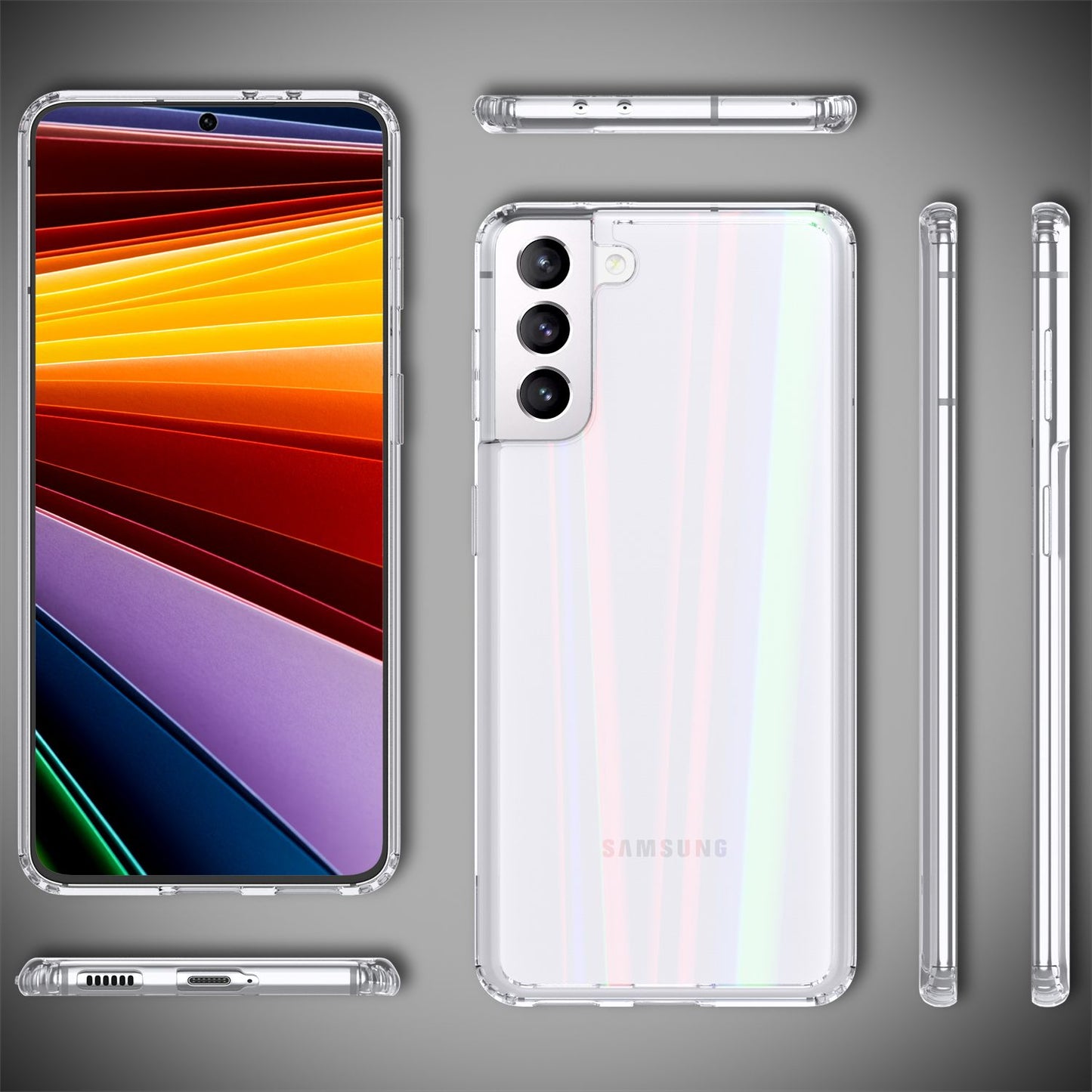 NALIA Transparente Glashülle für Samsung Galaxy S22 – Holografischer Prisma-Effekt (Regenbogen Schimmer) – 9H Hartglas & Anti-Gelb – AURORA – Marke aus Berlin