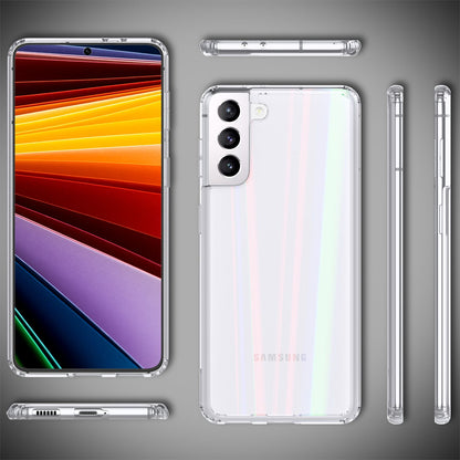 NALIA Transparente Glashülle für Samsung Galaxy S22 – Holografischer Prisma-Effekt (Regenbogen Schimmer) – 9H Hartglas & Anti-Gelb – AURORA – Marke aus Berlin