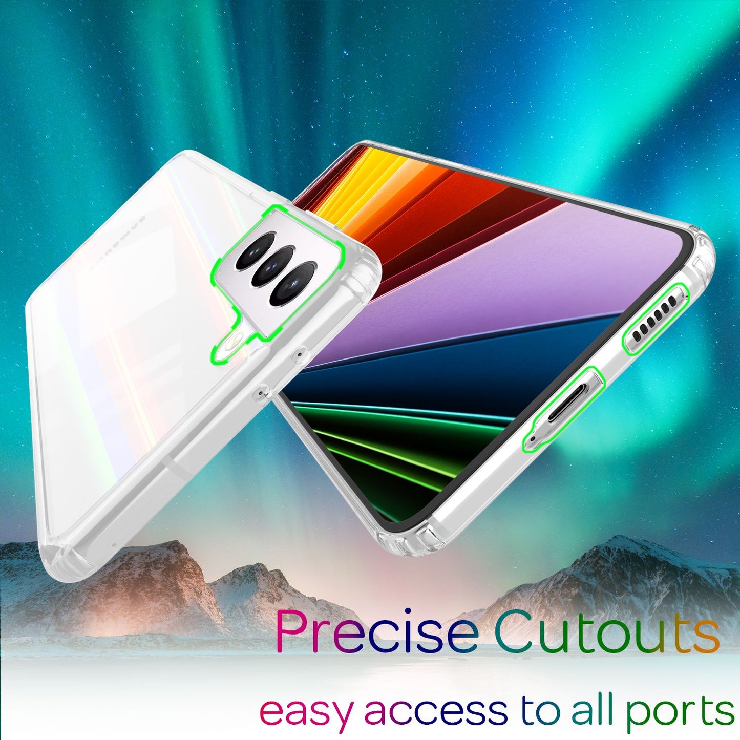 NALIA Transparente Glashülle für Samsung Galaxy S22 Plus – Holografischer Prisma-Effekt (Regenbogen Schimmer) – 9H Hartglas & Anti-Gelb – AURORA – Marke aus Berlin