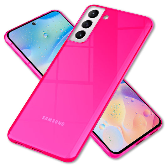 NALIA Neon Silikonhülle für Samsung Galaxy S22 – Knallige Signal-Farbe & Linsenschutz – VIBE (Transparentes Case) – Marke aus Berlin