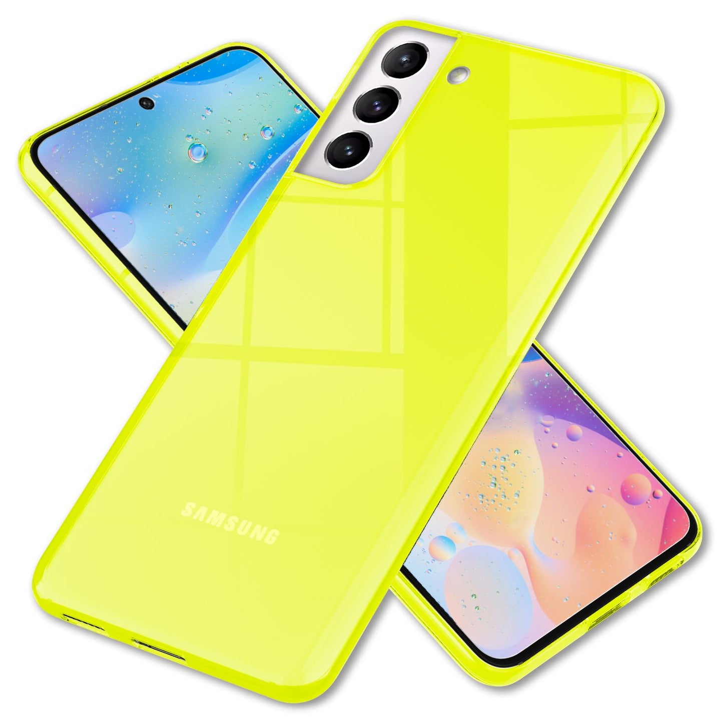 NALIA Neon Silikonhülle für Samsung Galaxy S22 Plus – Knallige Signal-Farbe & Linsenschutz – VIBE (Transparentes Case) – Marke aus Berlin