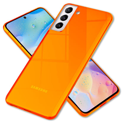 NALIA Neon Silikonhülle für Samsung Galaxy S22 Plus – Knallige Signal-Farbe & Linsenschutz – VIBE (Transparentes Case) – Marke aus Berlin