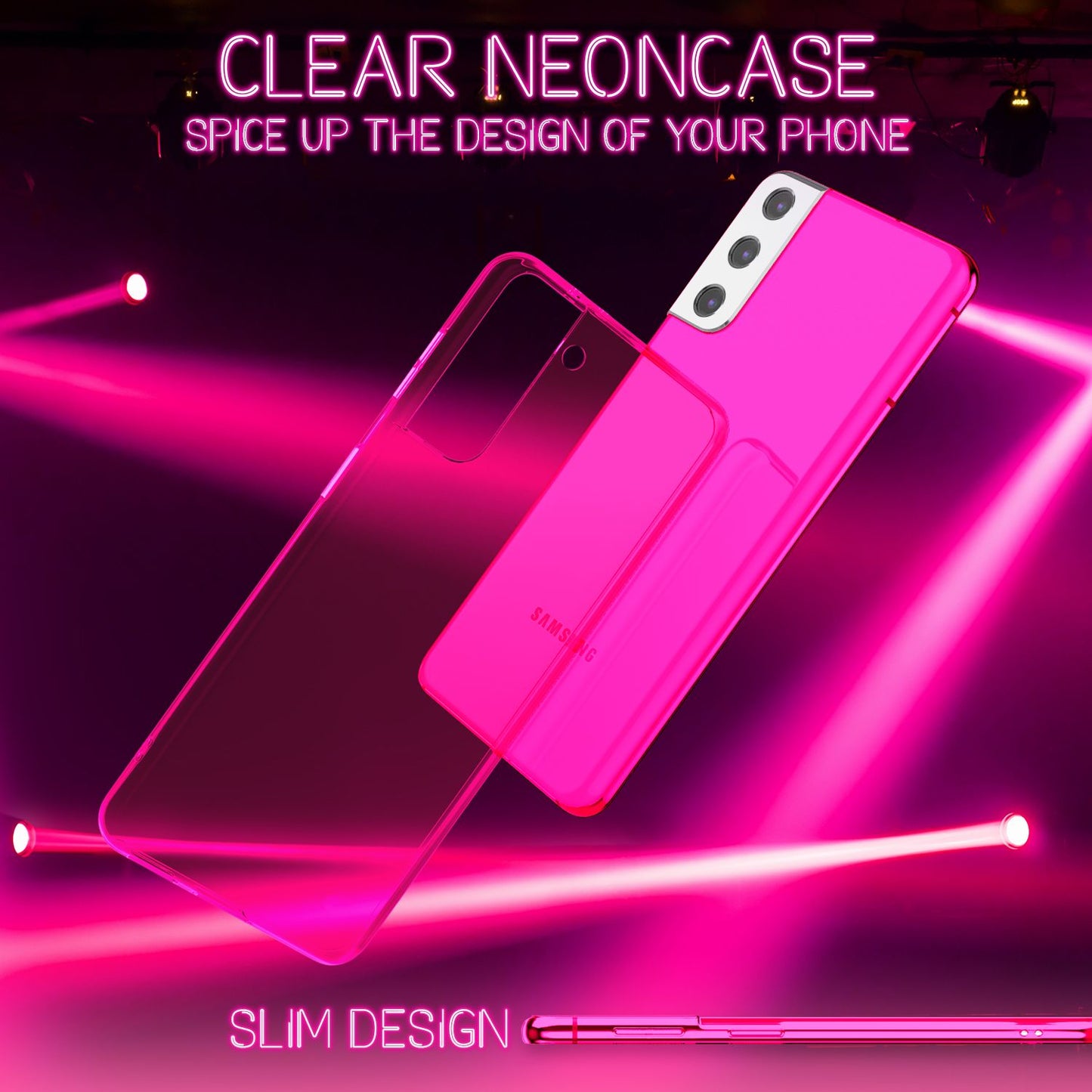 NALIA Neon Silikonhülle für Samsung Galaxy S22 Plus – Knallige Signal-Farbe & Linsenschutz – VIBE (Transparentes Case) – Marke aus Berlin