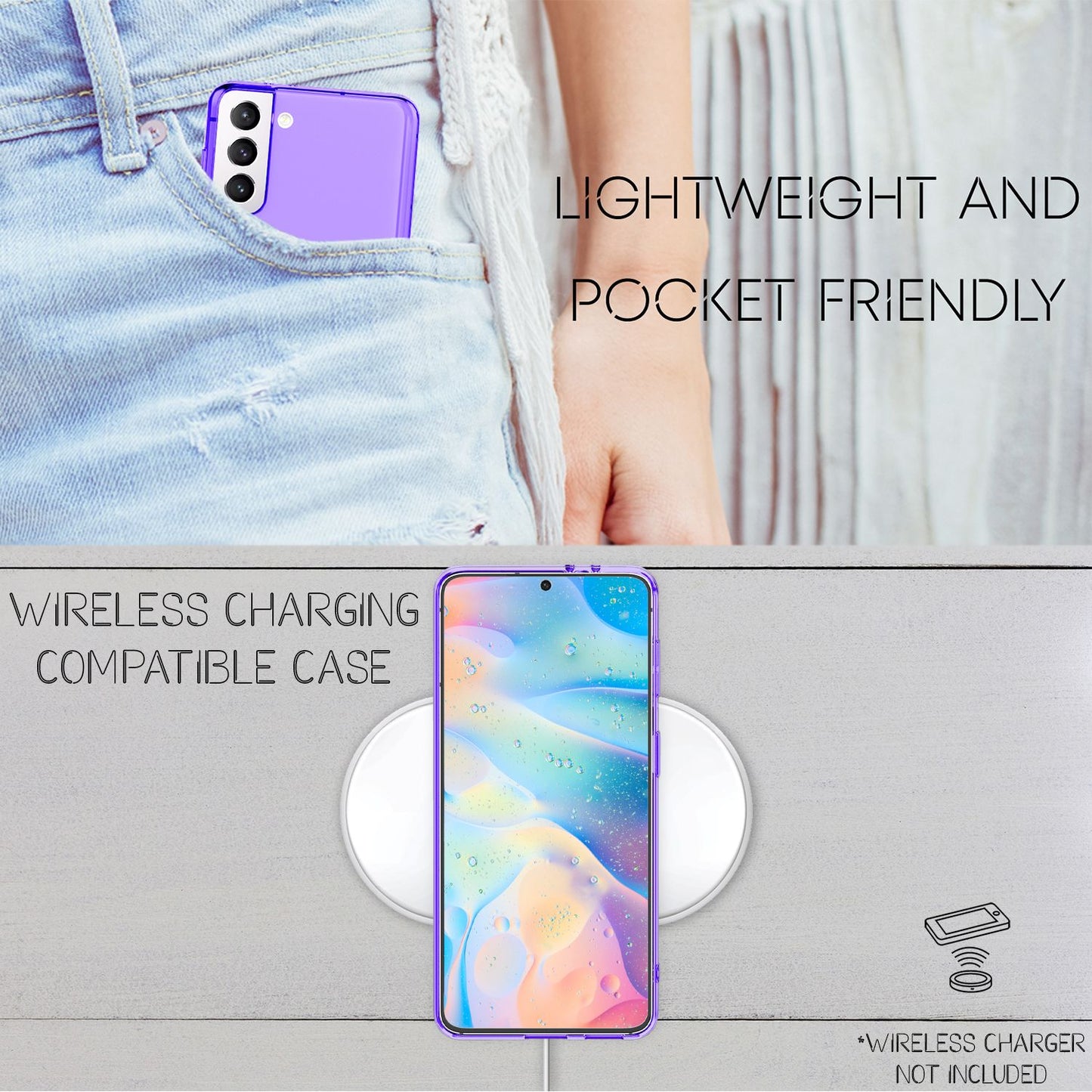 NALIA Neon Silikonhülle für Samsung Galaxy S22 Plus – Knallige Signal-Farbe & Linsenschutz – VIBE (Transparentes Case) – Marke aus Berlin