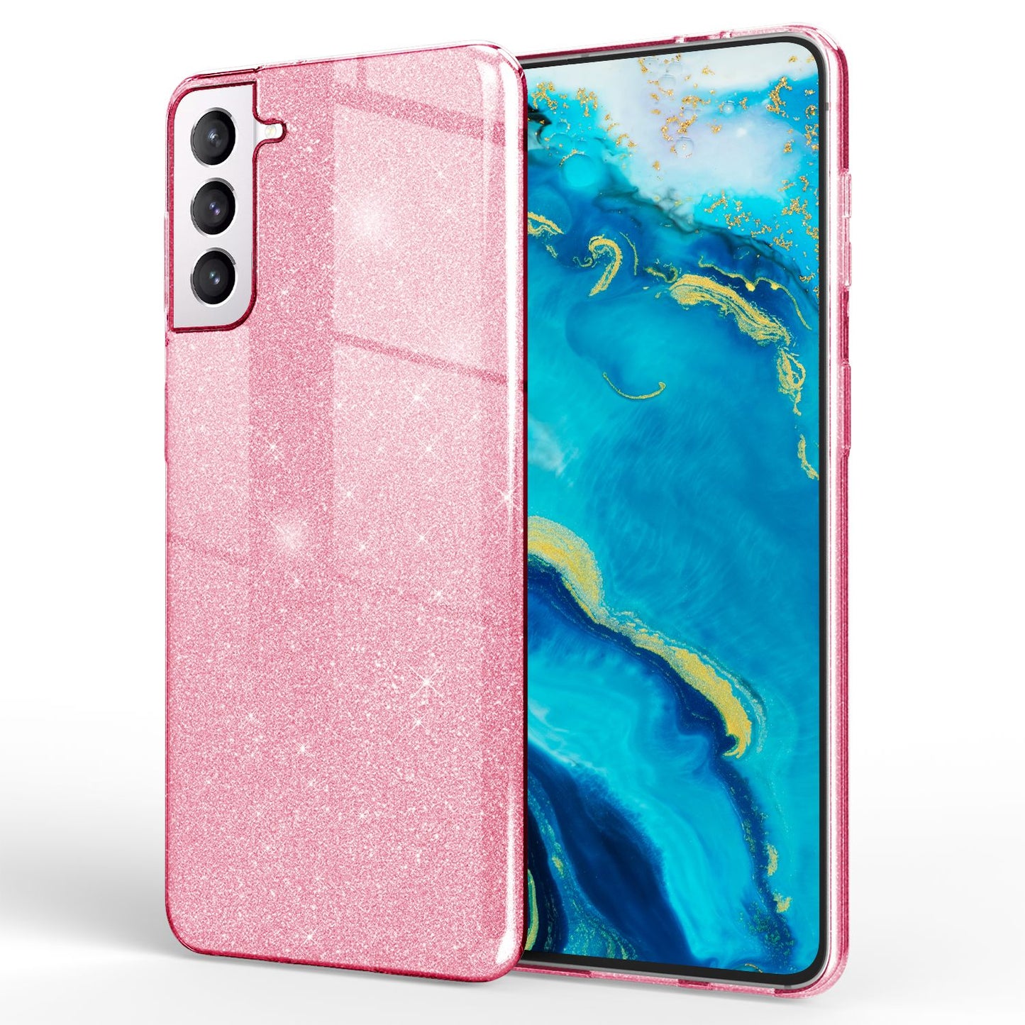 NALIA Glitzerhülle für Samsung Galaxy S22 Plus – Funkelnder Glitzer-Look & Grip – SHINEPOP (Silikon Case) – Marke aus Berlin