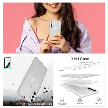 NALIA Glitzerhülle für Samsung Galaxy S22 Plus – Funkelnder Glitzer-Look & Grip – SHINEPOP (Silikon Case) – Marke aus Berlin