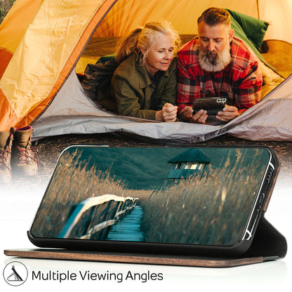 NALIA Echt-Holz Flipcase für Samsung Galaxy S22 Plus, Natur Holzhülle mit Standfunktion & Kartenfach - Walnuss