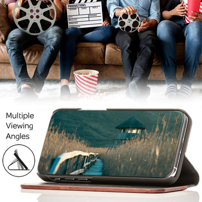 NALIA Echt-Holz Flipcase kompatibel mit iPhone 13 Pro Hülle, FSC zert. Natur Holzhülle mit Standfunktion & Kartenfach, Premium Wood Case Wallet Rundum-Schutz Handyhülle Klapphülle Bookcase - Walnuss