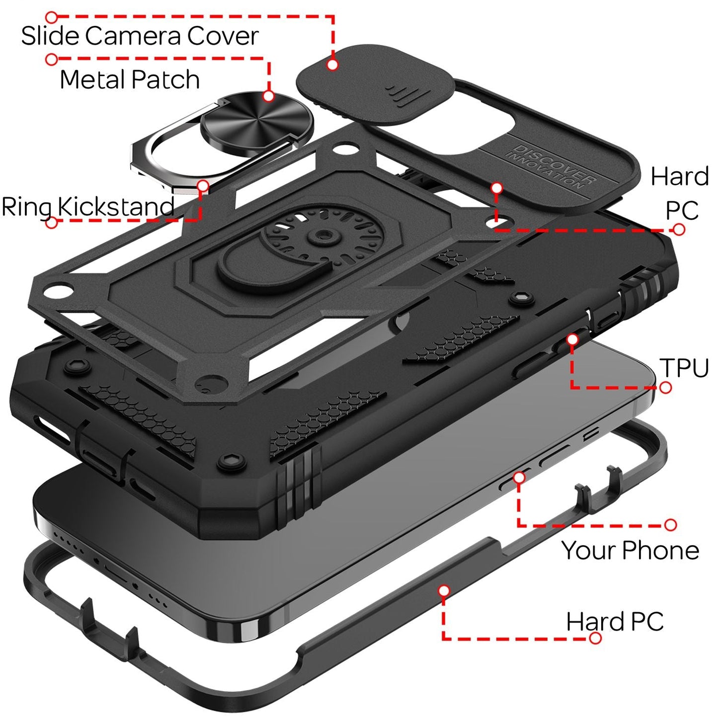 NALIA Military-Style Ringhülle kompatibel mit iPhone 13 Mini Hülle, Extrem Schützend mit Display-Rahmen & Kamera-Abdeckung, 360° Ring für Standfunktion & KFZ-Halterung, Hardcase Cover