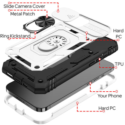NALIA Military-Style Ringhülle kompatibel mit iPhone 13 Hülle, Extrem Schützend mit Display-Rahmen & Kamera-Abdeckung, 360° Ring für Standfunktion & KFZ-Halterung, Hardcase Stoßfest