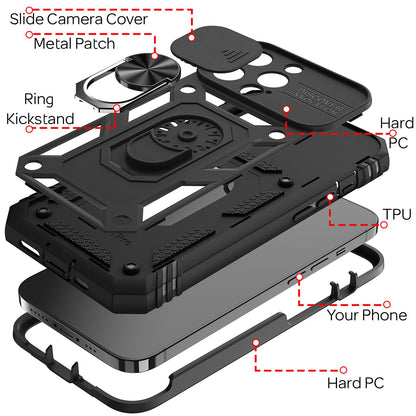 NALIA Military-Style Ringhülle kompatibel mit iPhone 13 Pro Max Hülle, Extrem Schützend mit Display-Rahmen & Kamera-Abdeckung, 360° Ring für Standfunktion & KFZ-Halter, Hardcase Robust